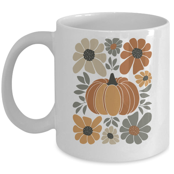 Leopard Pumpkin Floral Retro Fall Retro Autumn Vibes Season Mug 11oz Mug White front 600x.jpg