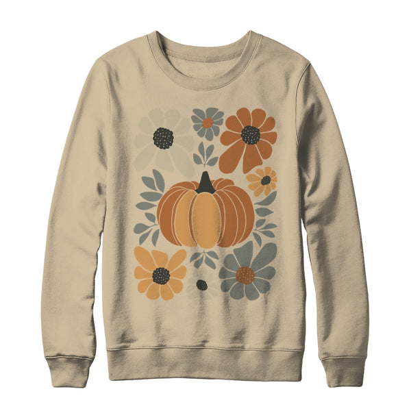 Leopard Pumpkin Floral Retro Fall Retro Autumn Vibes Season Crewneck Sweatshirt Sand 600x.jpg