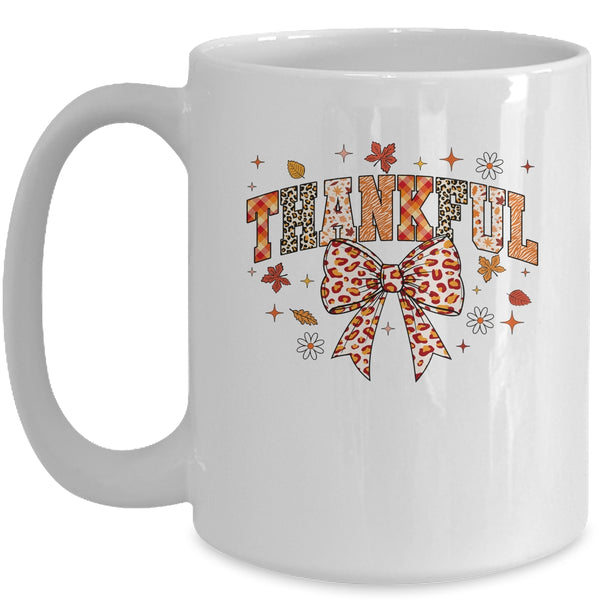 Thankful Coquette Bow Fall Autumn Season Thanksgiving Season Mug 15oz Mug White front 600x.jpg