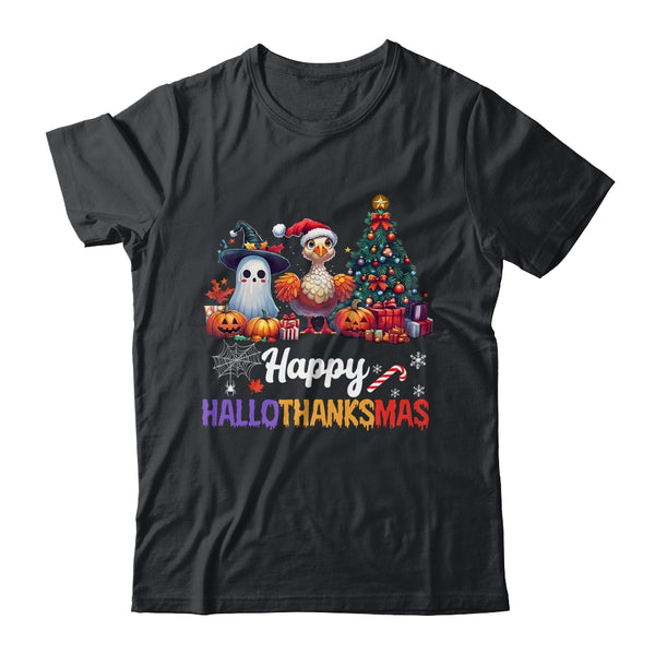 Retro Halloween Thanksgiving Christmas Happy HalloThanksMas Classic T Shirt Black 600x.jpg
