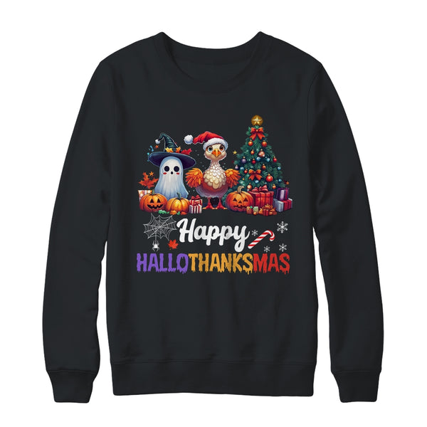 Retro Halloween Thanksgiving Christmas Happy HalloThanksMas Crewneck Sweatshirt Black 600x.jpg