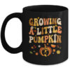 Growing A Little Pumpkin Thanksgiving Pregnancy Announcement Mug 11oz Mug Black front 600x.jpg