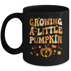 Growing A Little Pumpkin Thanksgiving Pregnancy Announcement Mug 11oz Mug Black front 600x.jpg