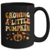 Growing A Little Pumpkin Thanksgiving Pregnancy Announcement Mug 15oz Mug Black back 600x.jpg