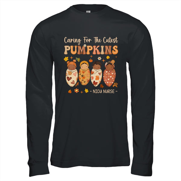 Caring For The Cutest Pumpkins NICU Nurse Thanksgiving Women Long Sleeve T Shirt Black 600x.jpg