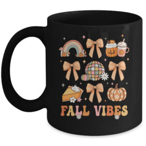 Retro Coffee Fall Vibes Autumn Coquette Pumpkin Thanksgiving Mug 11oz Mug Black front 600x.jpg