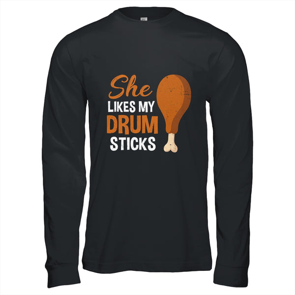 She Likes My Drum Stick Funny Couple Matching Thanksgiving Long Sleeve T Shirt Black 600x.jpg