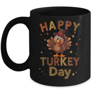 Happy Turkey Day 2023 Autumn Fall Thanksgiving Family Kids Mug 11oz Mug Black front 600x.jpg