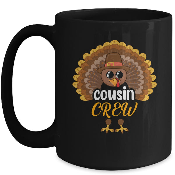 Thanksgiving Cousin Crew Turkey Group Matching Family Mug 15oz Mug Black front 600x.jpg