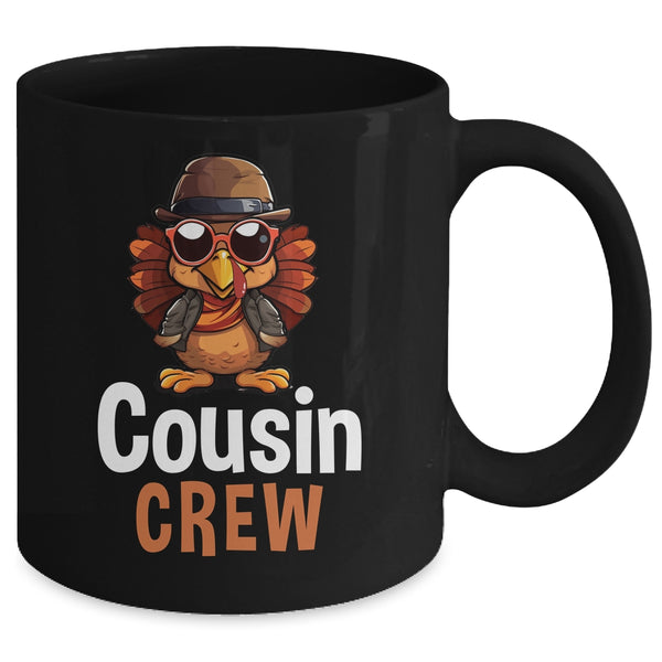 Funny Cousin Crew Turkey Cool Thanksgiving Family Matching Mug 11oz Mug Black back 600x.jpg