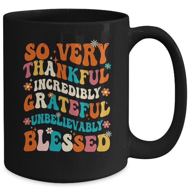 Thankful Grateful Blessed Happy Thanksgiving Day Funny Mug 15oz Mug Black back 600x.jpg