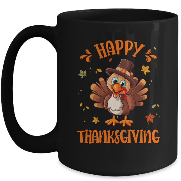 Happy Thanksgiving For Turkey Day Family Dinner Mug 15oz Mug Black front 600x.jpg