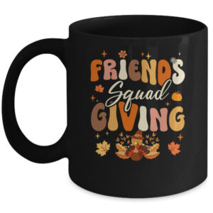 Retro Groovy Friendsgiving Squad Team Turkey Thanksgiving Mug 11oz Mug Black front 600x.jpg