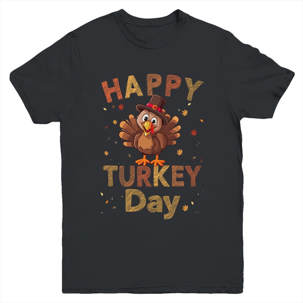 Happy Turkey Day 2023 Autumn Fall Thanksgiving Family Kids Youth Youth T Shirt Black 600x.jpg