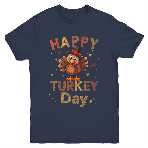 Happy Turkey Day 2023 Autumn Fall Thanksgiving Family Kids Youth Youth T Shirt Navy 600x.jpg