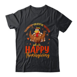 Thankful Grateful Blessed Thanksgiving Turkey Women Girls Classic T Shirt Black 600x.jpg
