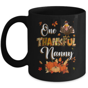 One Thankful Nanny Fall Leaves Autumn Grandma Thanksgiving Mug 11oz Mug Black front 600x.jpg