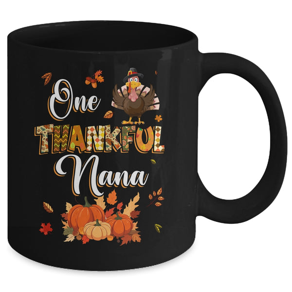 One Thankful Nana Fall Leaves Autumn Grandma Thanksgiving Mug 11oz Mug Black back 600x.jpg