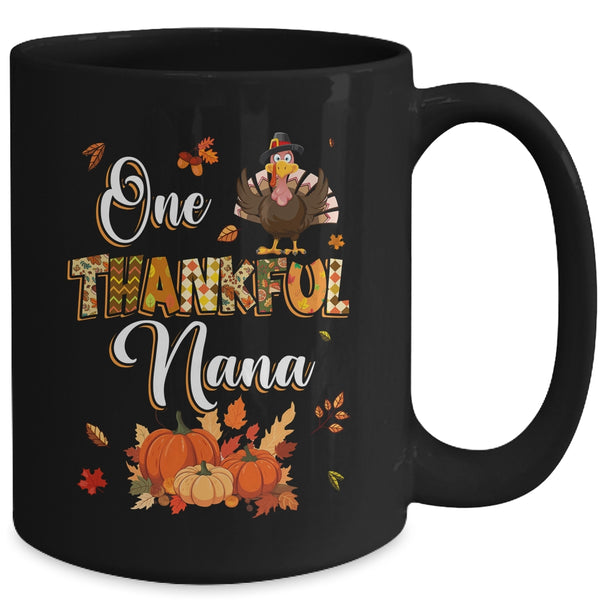 One Thankful Nana Fall Leaves Autumn Grandma Thanksgiving Mug 15oz Mug Black back 600x.jpg