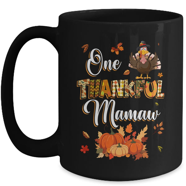One Thankful Mamaw Fall Leaves Autumn Grandma Thanksgiving Mug 15oz Mug Black front 600x.jpg