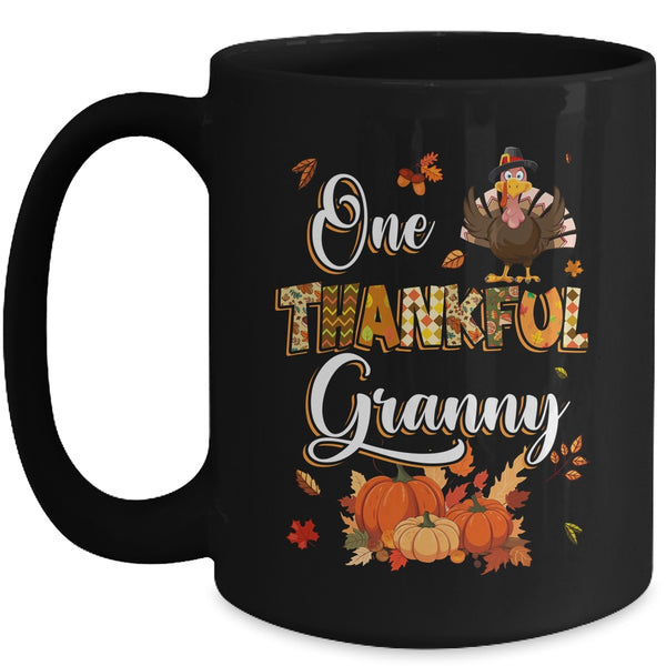 One Thankful Granny Fall Leaves Autumn Grandma Thanksgiving Mug 15oz Mug Black front 600x.jpg
