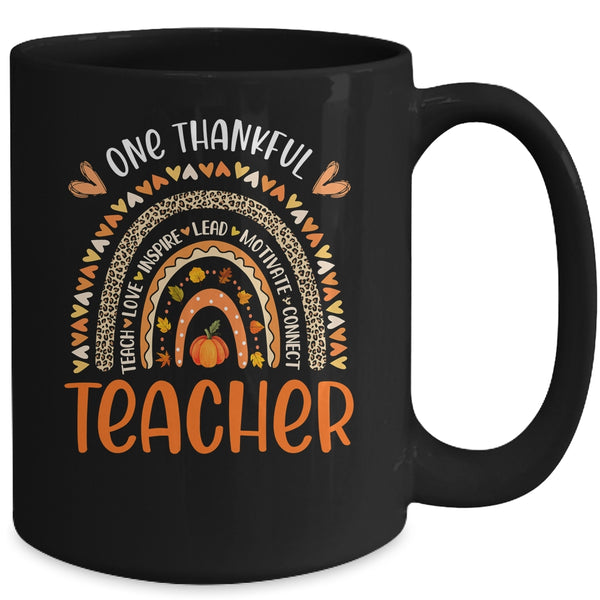 One Thankful Teacher Thanksgiving Rainbow Leopard Fall Mug 15oz Mug Black back 600x.jpg