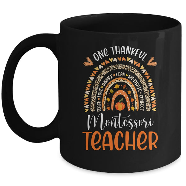 One Thankful Montessori Teacher Thanksgiving Rainbow Teacher Mug 11oz Mug Black front 600x.jpg