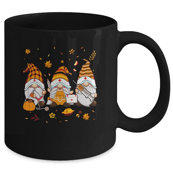 Thanksgiving Nurse Gnomes Fall Scrub Top Autumn RN Women Mug 11oz Mug Black back 600x.jpg