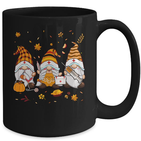 Thanksgiving Nurse Gnomes Fall Scrub Top Autumn RN Women Mug 15oz Mug Black back 600x.jpg