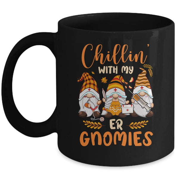 Chillin With My ER Gnomies Nurse Gnome Funny Thanksgiving Mug 11oz Mug Black front 600x.jpg