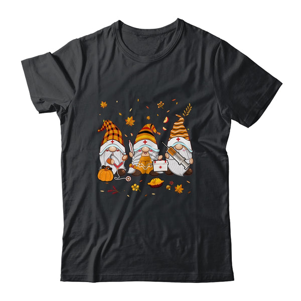 Thanksgiving Nurse Gnomes Fall Scrub Top Autumn RN Women Classic T Shirt Black 600x.jpg