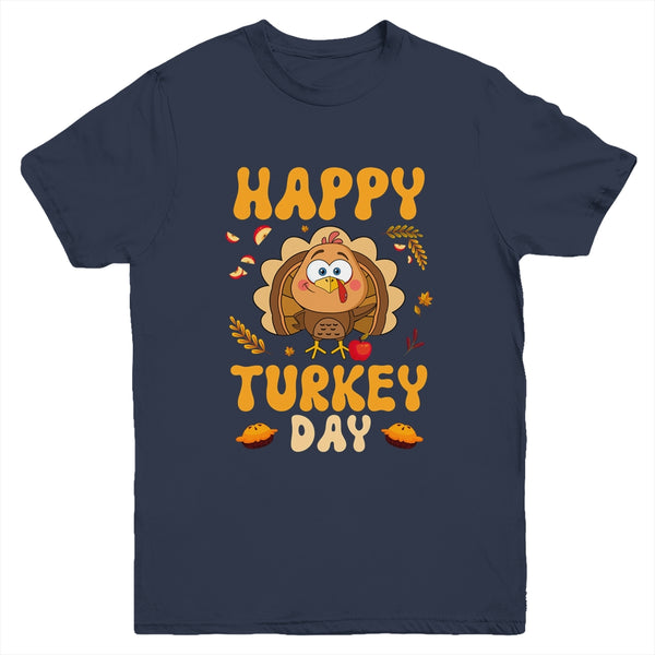 Happy Turkey Day Thanksgiving Day Funny Turkey Thanksgiving Youth Youth T Shirt Navy 600x.jpg