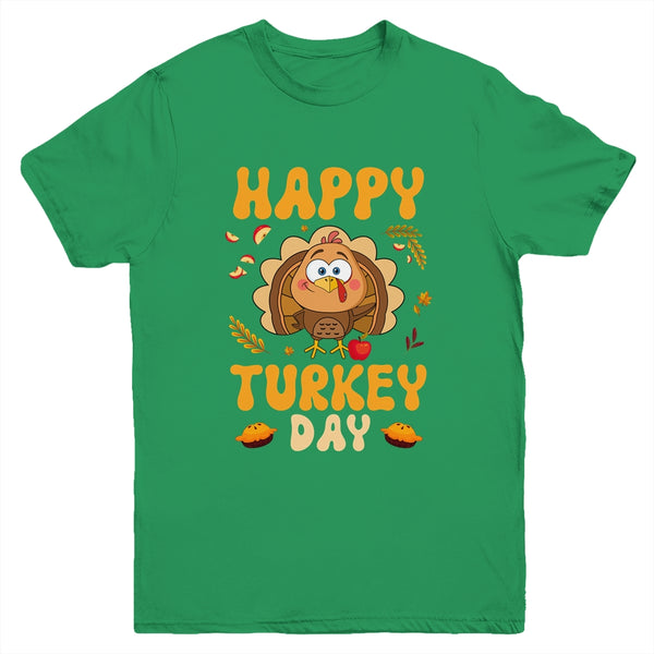 Happy Turkey Day Thanksgiving Day Funny Turkey Thanksgiving Youth Youth T Shirt Irish Green 600x.jpg