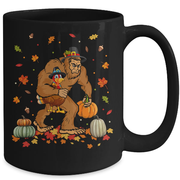 Thanksgiving Bigfoot Turkey Pumpkin Day Boys Men Mug 15oz Mug Black back 600x.jpg