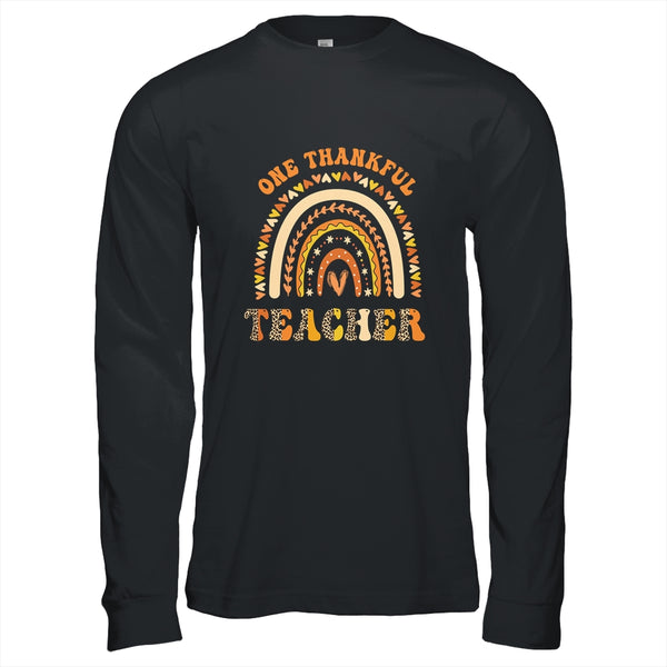 One Thankful Teacher Leopard Rainbow Groovy Thanksgiving Long Sleeve T Shirt Black 600x.jpg