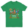 Happy Hallothanksmas T Rex Dinosaur Halloween Christmas Youth Youth T Shirt Irish Green 600x.jpg