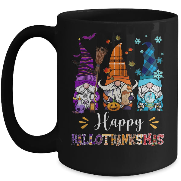 Happy Hallothanksmas Gnomes Halloween Thanksgiving Christmas Mug 15oz Mug Black front 600x.jpg