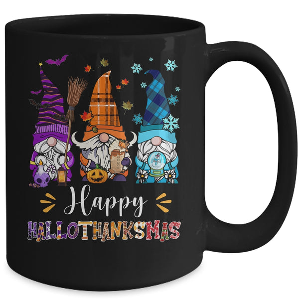Happy Hallothanksmas Gnomes Halloween Thanksgiving Christmas Mug 15oz Mug Black back 600x.jpg