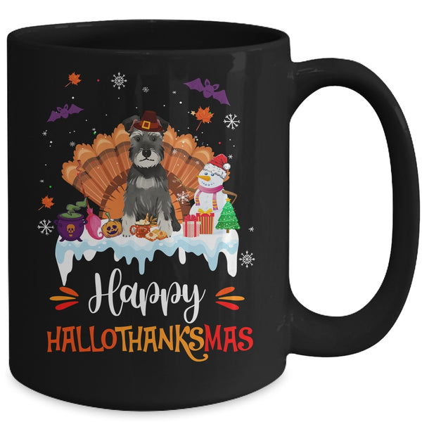 Schnauzer HalloThanksMas Halloween Thanksgiving Christmas Mug 15oz Mug Black back 600x.jpg