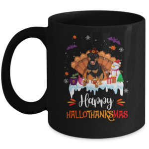 Rottweiler HalloThanksMas Halloween Thanksgiving Christmas Mug 11oz Mug Black front 600x.jpg
