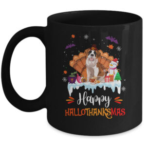 Saint Bernard Happy HalloThanksMas Halloween Christmas Mug 11oz Mug Black front 600x.jpg