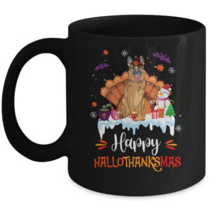 German Shepherd Happy HalloThanksMas Halloween Christmas Mug 11oz Mug Black front 600x.jpg