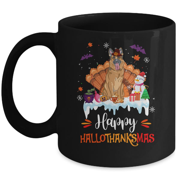 German Shepherd Happy HalloThanksMas Halloween Christmas Mug 11oz Mug Black front 600x.jpg