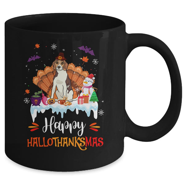 Beagle Happy HalloThanksMas Halloween Thanksgiving Christmas Mug 11oz Mug Black back 600x.jpg