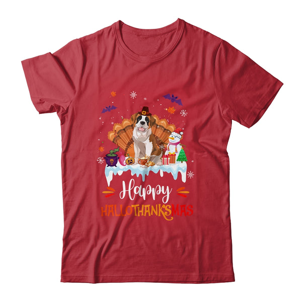 Saint Bernard Happy HalloThanksMas Halloween Christmas Classic T Shirt Red 600x.jpg
