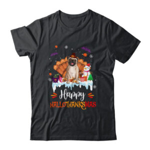 Pug Happy HalloThanksMas Halloween Thanksgiving Christmas Classic T Shirt Black 600x.jpg