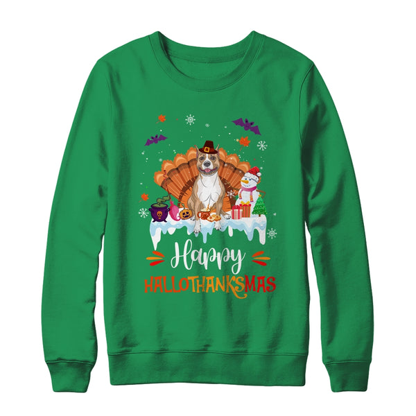 Pitbull HalloThanksMas Halloween Thanksgiving Christmas Crewneck Sweatshirt Irish Green 600x.jpg