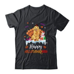 Golden Retriever Happy HalloThanksMas Halloween Christmas Classic T Shirt Black 600x.jpg