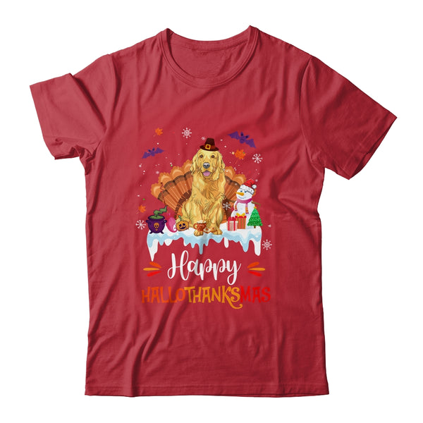 Golden Retriever Happy HalloThanksMas Halloween Christmas Classic T Shirt Red 600x.jpg
