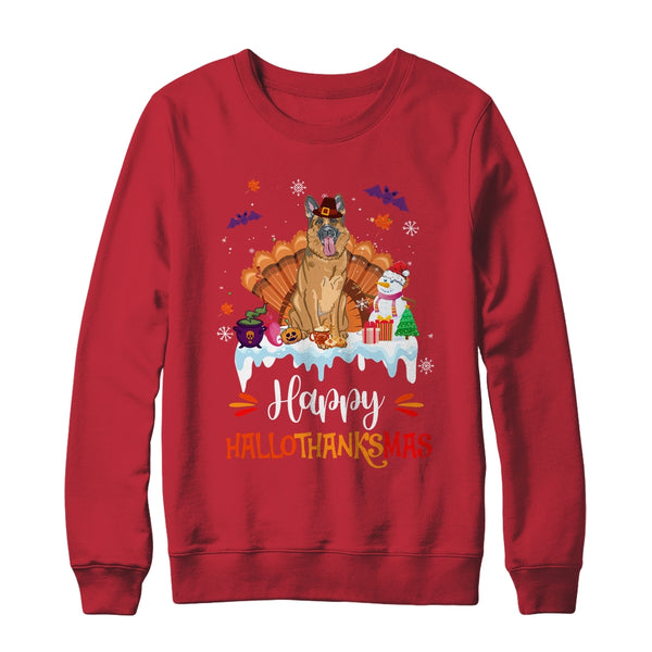 German Shepherd Happy HalloThanksMas Halloween Christmas Crewneck Sweatshirt Red 600x.jpg
